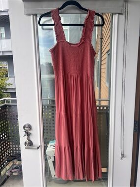American Eagle Outfitters Dusty Rose Smocked Maxi Dress
